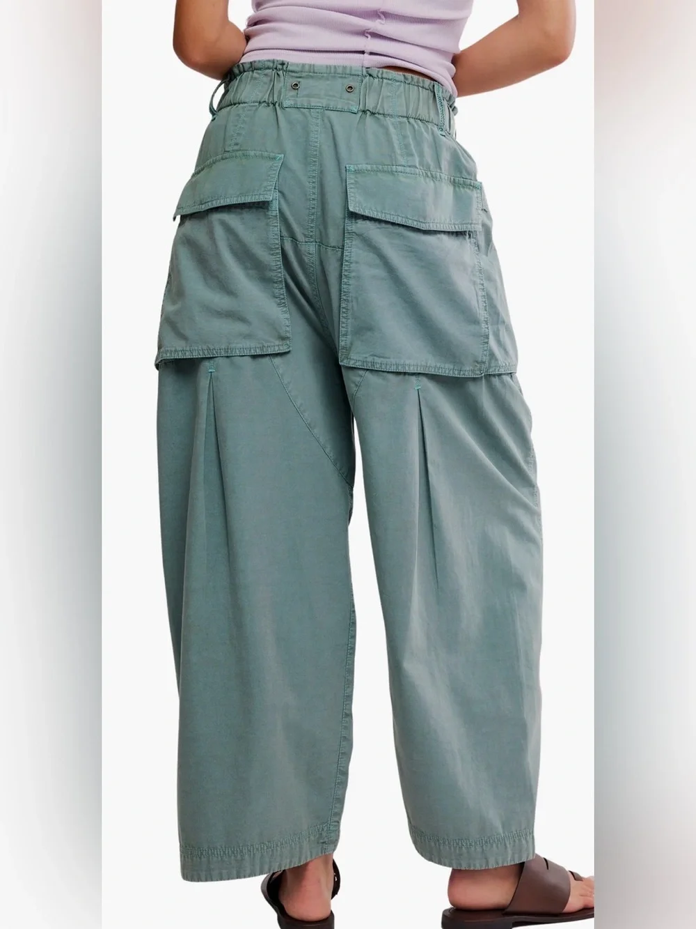 Free People Costa Straight Leg Harem Pant Stormy Sea Green Size XS